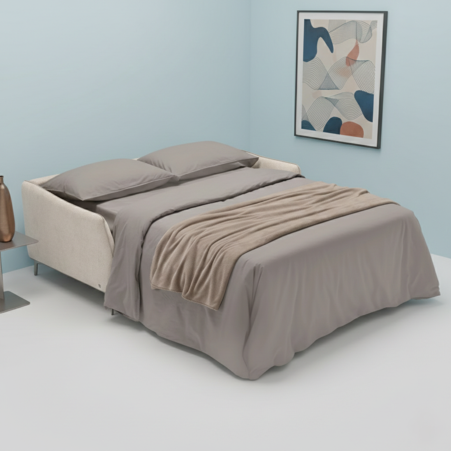 Kathy Ireland Fiora Fabric Sleeper Sofa With Easy Open Mechanism