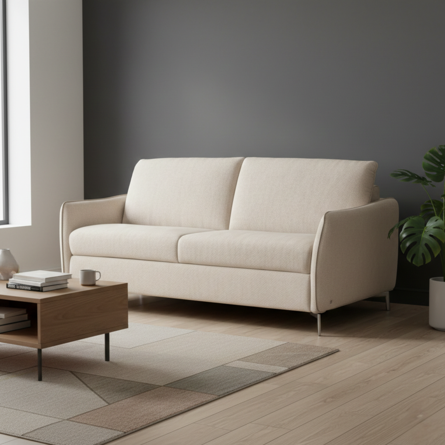 Kathy Ireland Fiora Fabric Sleeper Sofa With Easy Open Mechanism