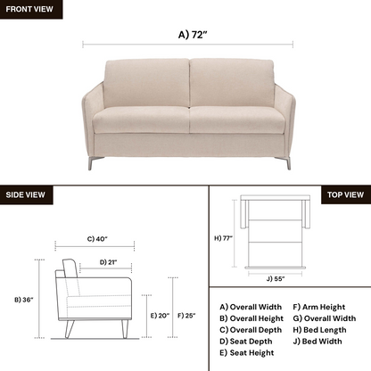 Kathy Ireland Fiora Fabric Sleeper Sofa With Easy Open Mechanism