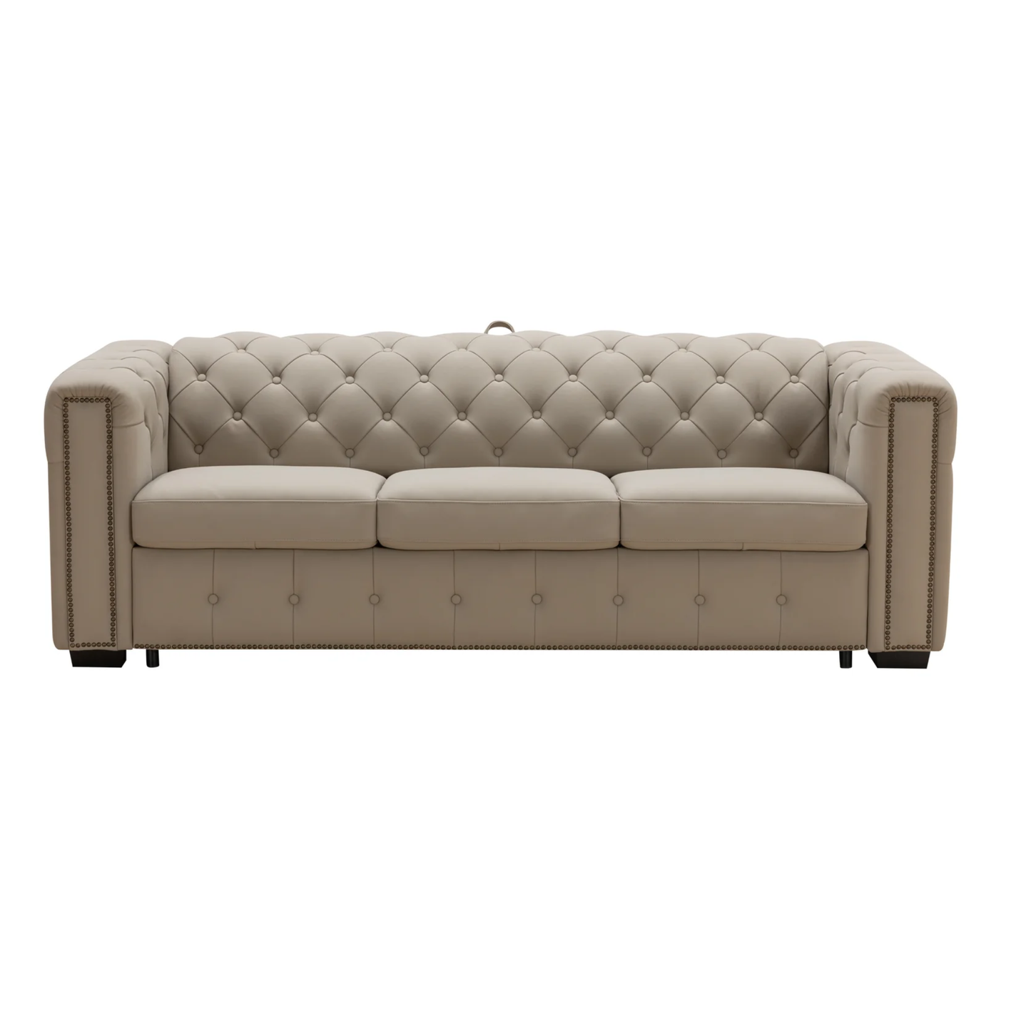Kathy Ireland Leather Callas Queen Sleeper Sofa - Light Grey