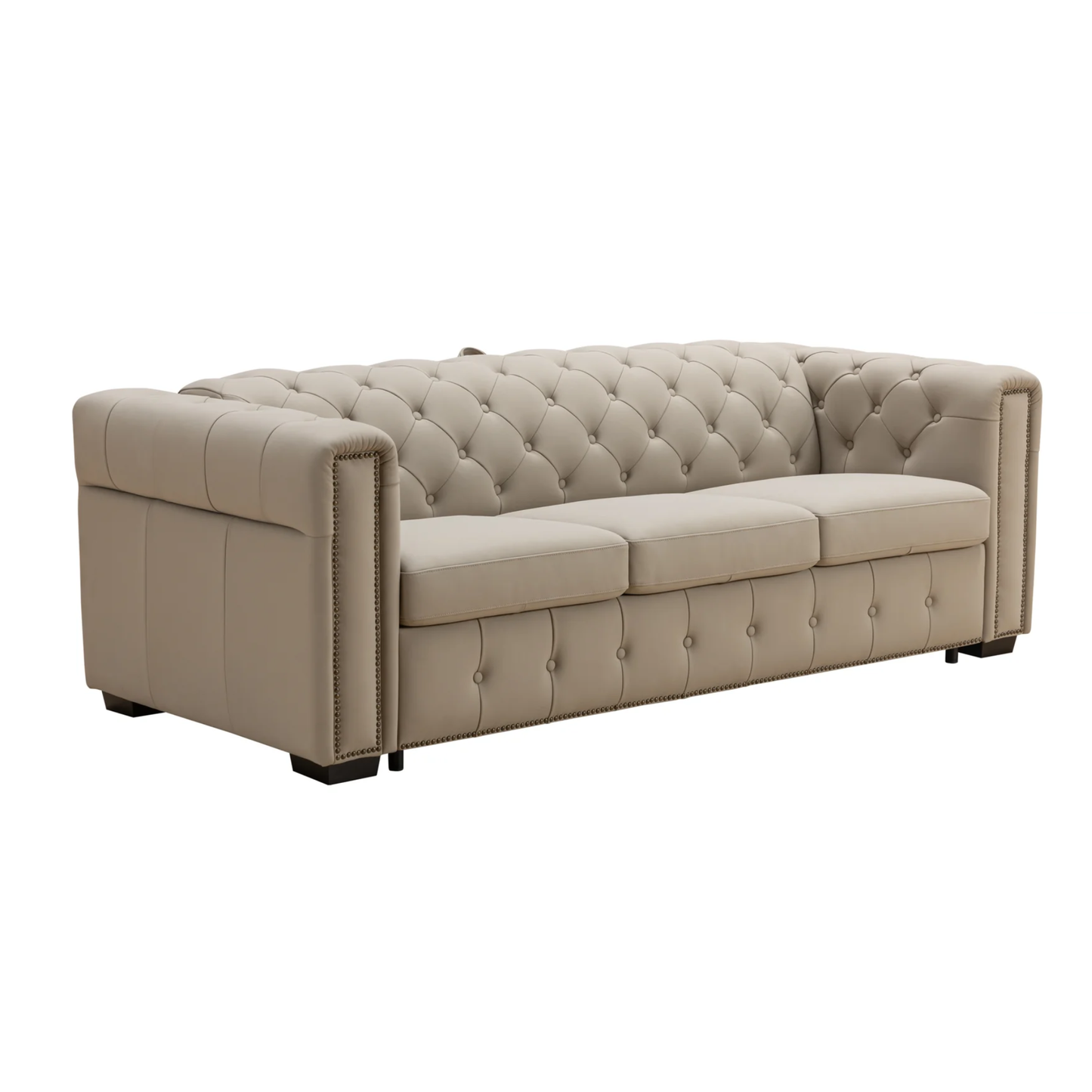 Kathy Ireland Leather Callas Queen Sleeper Sofa - Light Grey
