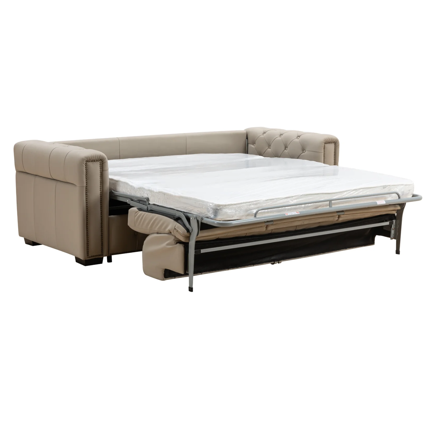 Kathy Ireland Leather Callas Queen Sleeper Sofa - Light Grey