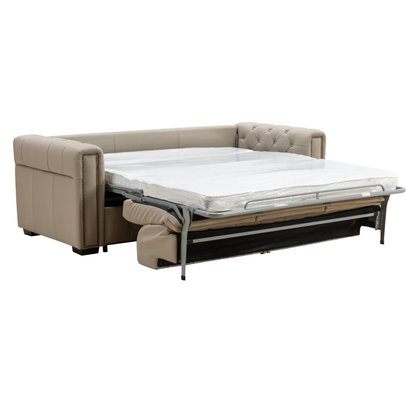 Kathy Ireland Leather Callas Queen Sleeper Sofa - Light Grey