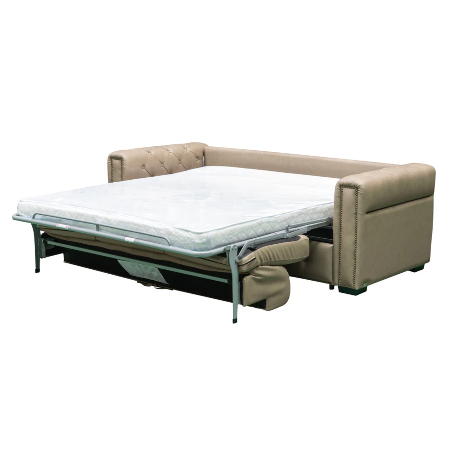 Kathy Ireland Leather Callas Queen Sleeper Sofa - Light Grey