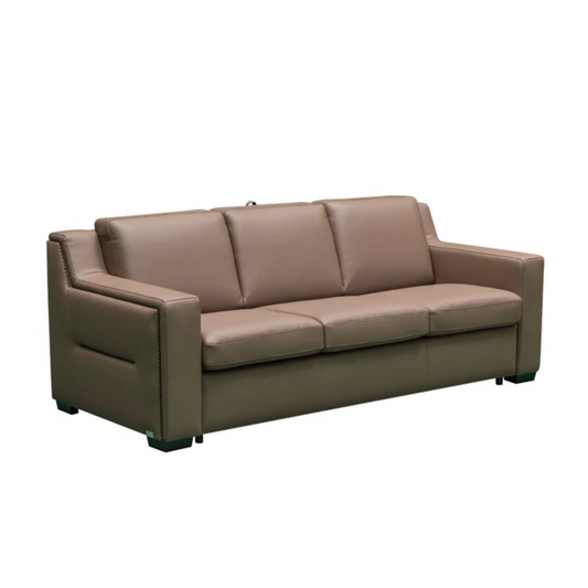 Kathy Ireland Alaves 3-Seater Brown Leather Queen Sleeper Sofa