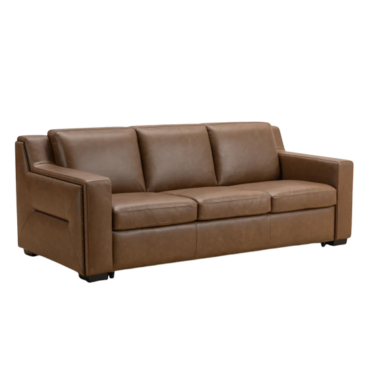 Kathy Ireland Alaves 3-Seater Brown Leather Queen Sleeper Sofa