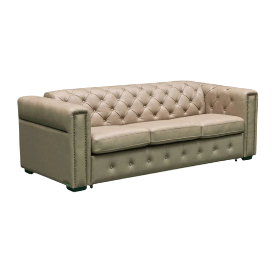 Kathy Ireland Leather Callas Queen Sleeper Sofa - Light Grey