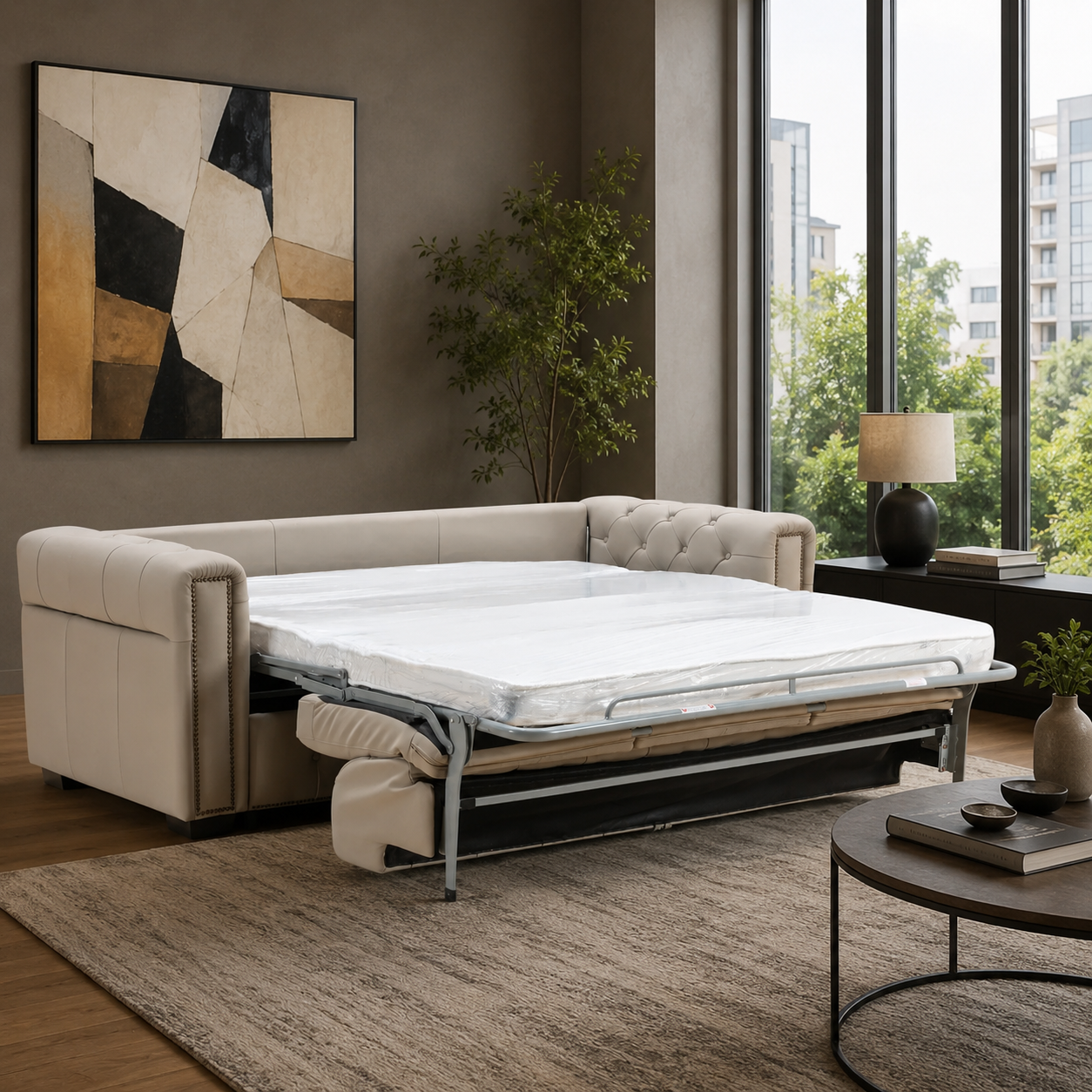 Kathy Ireland Leather Callas Queen Sleeper Sofa