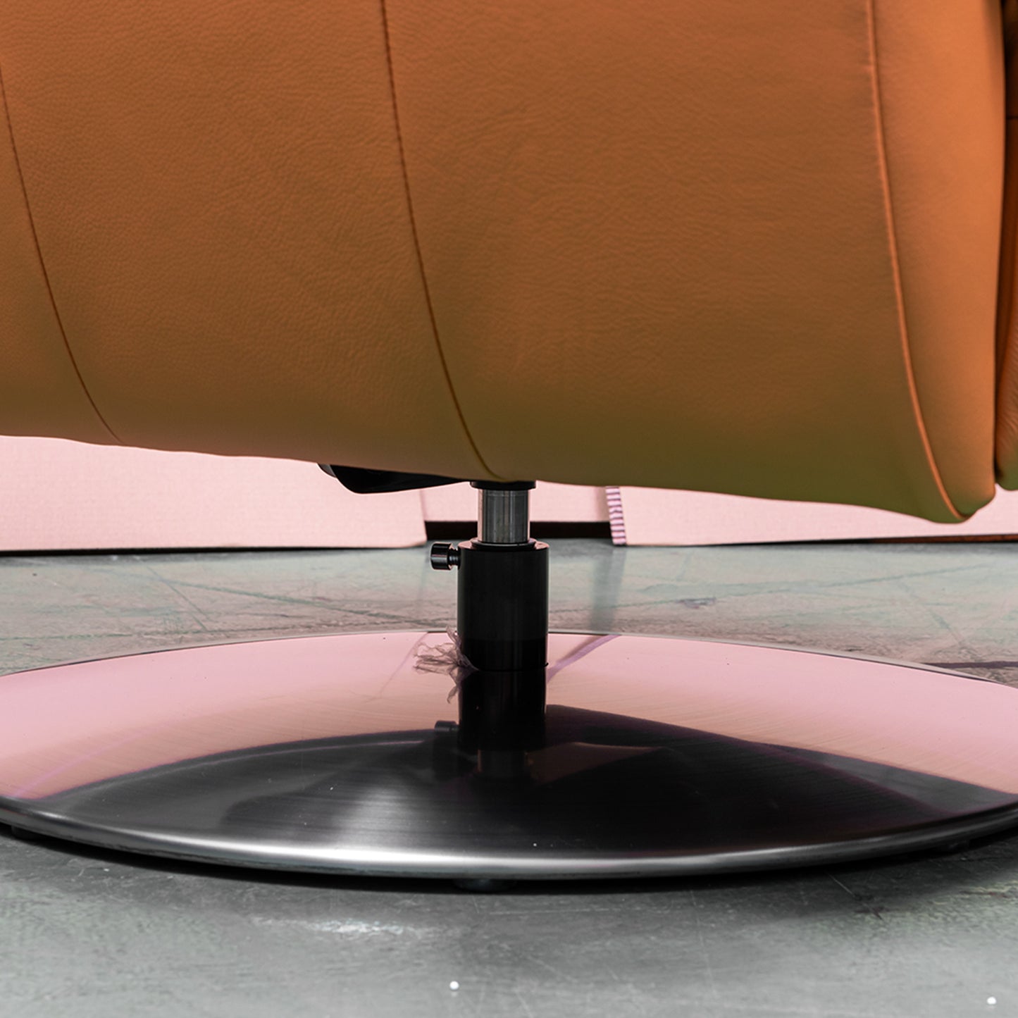 Klaussner Alessandro recliner base and swivel mechanism detail view for comfort design furniture