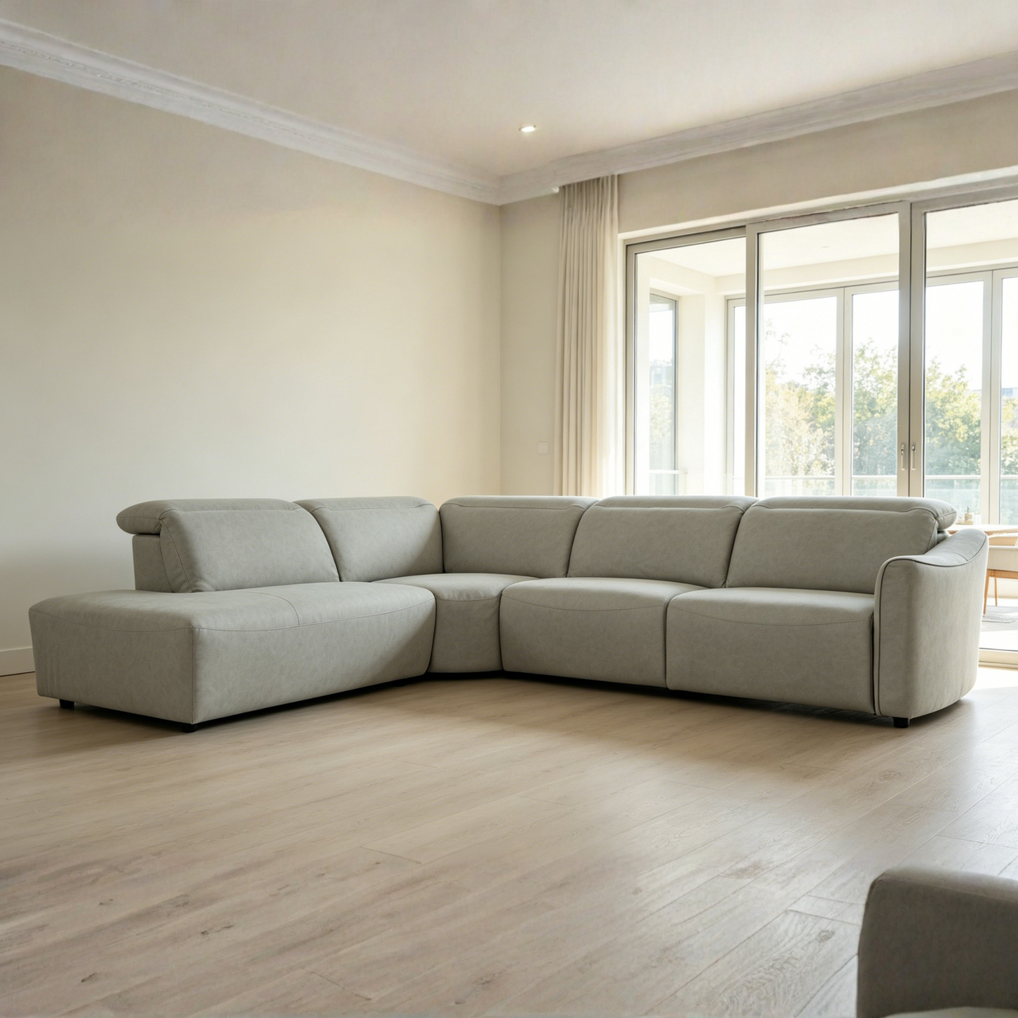 Klaussner Arlo Fabric Power Recliner Sectional Sofa with Chaise-Comfort Design Furniture