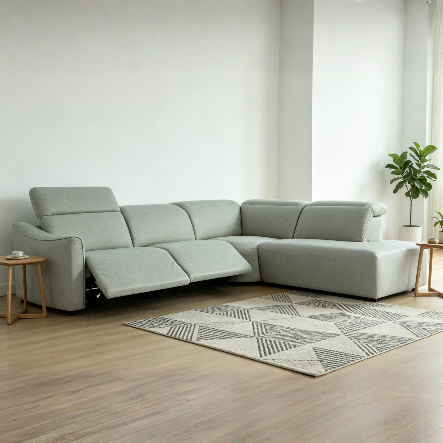 Klaussner Arlo Fabric Power Recliner Sectional Sofa with Chaise-Comfort Design Furniture