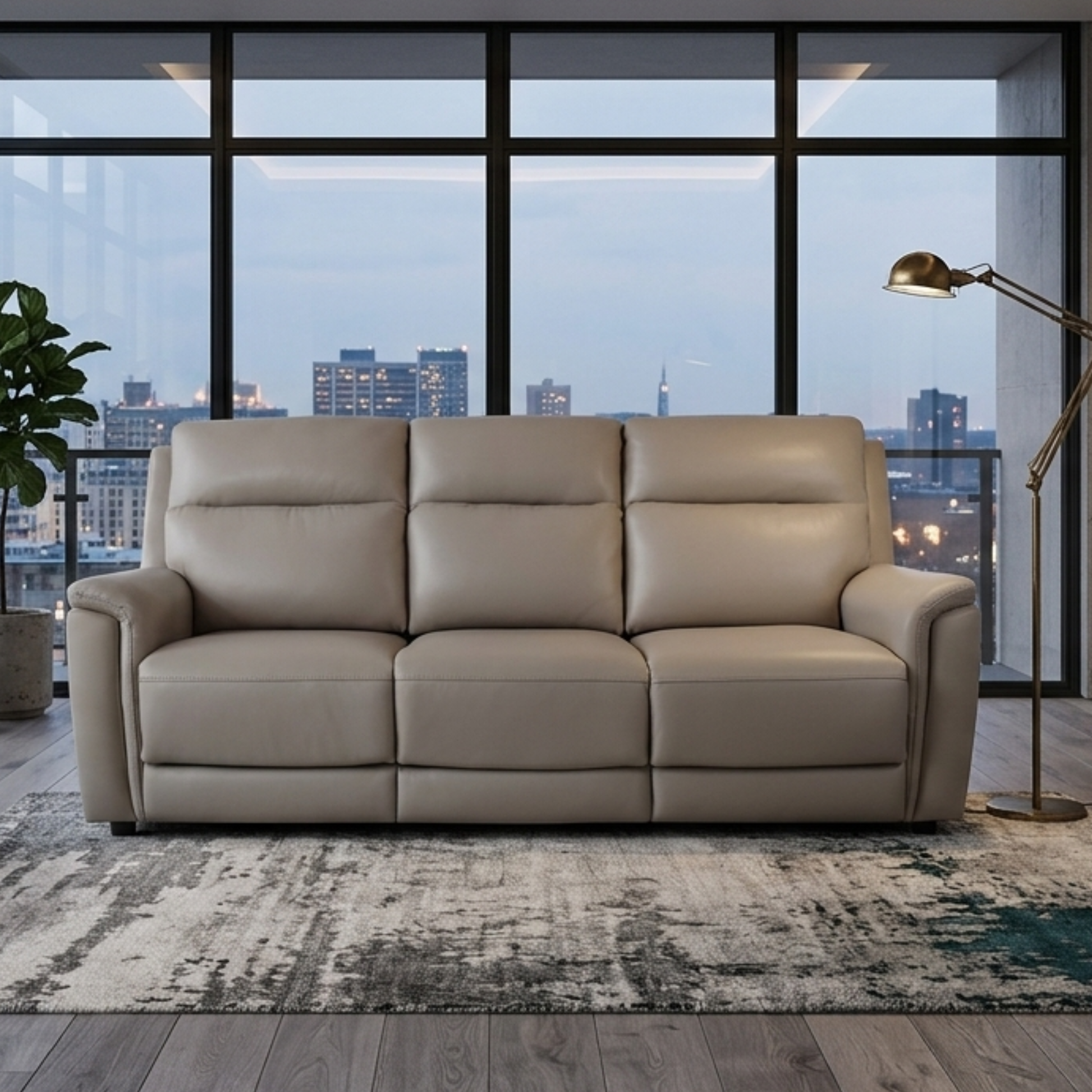 Klaussner Arvello 3-Seater Beige Leather Match Queen Sofa Sleeper-Comfortdesignfurniture