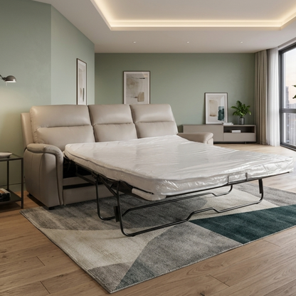 Klaussner Arvello  3-Seater Beige Leather Match Queen Sofa Sleeper-Comfortdesignfurniture