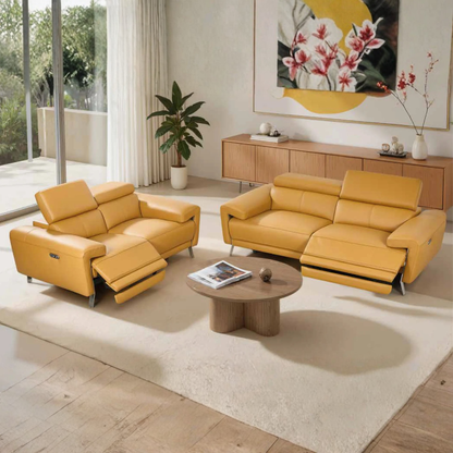 Klaussner Aura Leather Power Recliner Sofa and Loveseat