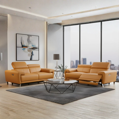 Klaussner Aura Leather Power Recliner Sofa and Loveseat