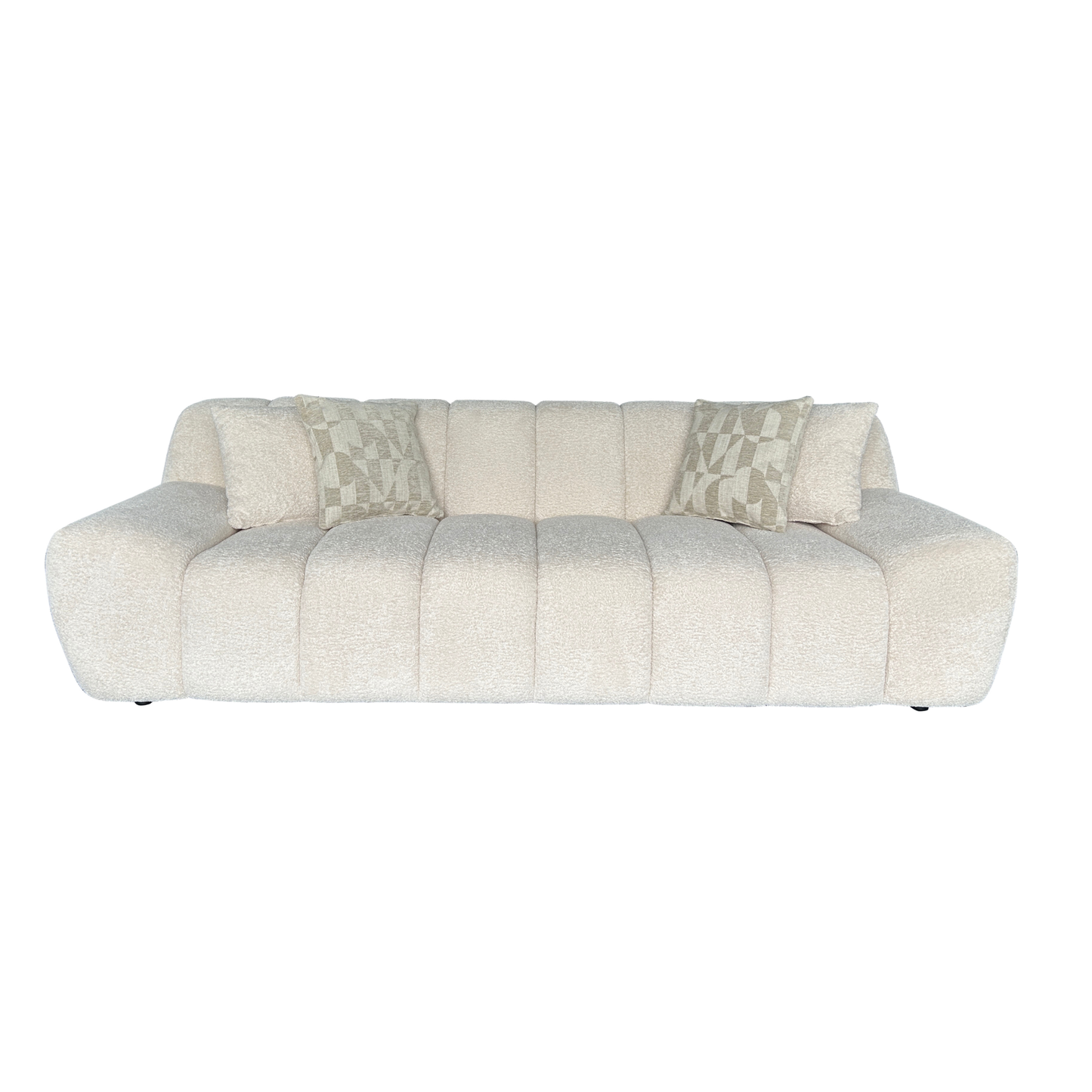 Klaussner Bellanzo Deep Tufted Luxury Bouclé Sofa with Square Arms-Comfortdesignfurniture