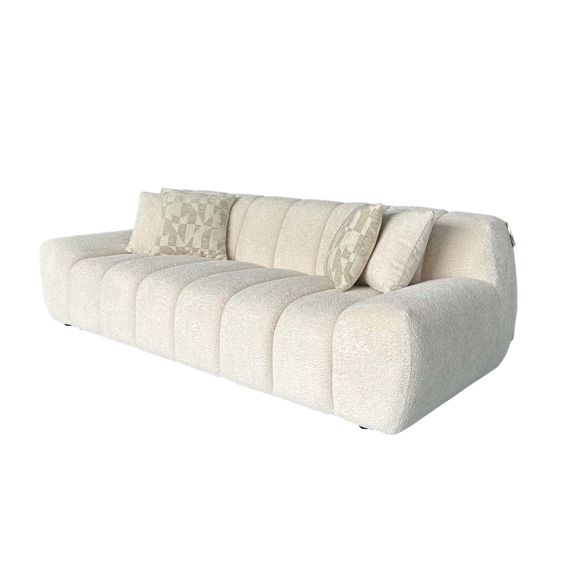 Klaussner Bellanzo Deep Tufted Luxury Bouclé Sofa with Square Arms-Comfortdesignfurniture