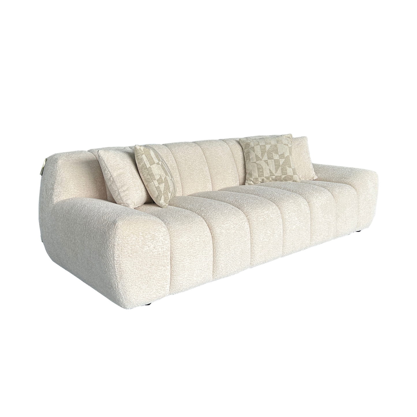 Klaussner Bellanzo Deep Tufted Luxury Bouclé Sofa with Square Arms-Comfortdesignfurniture
