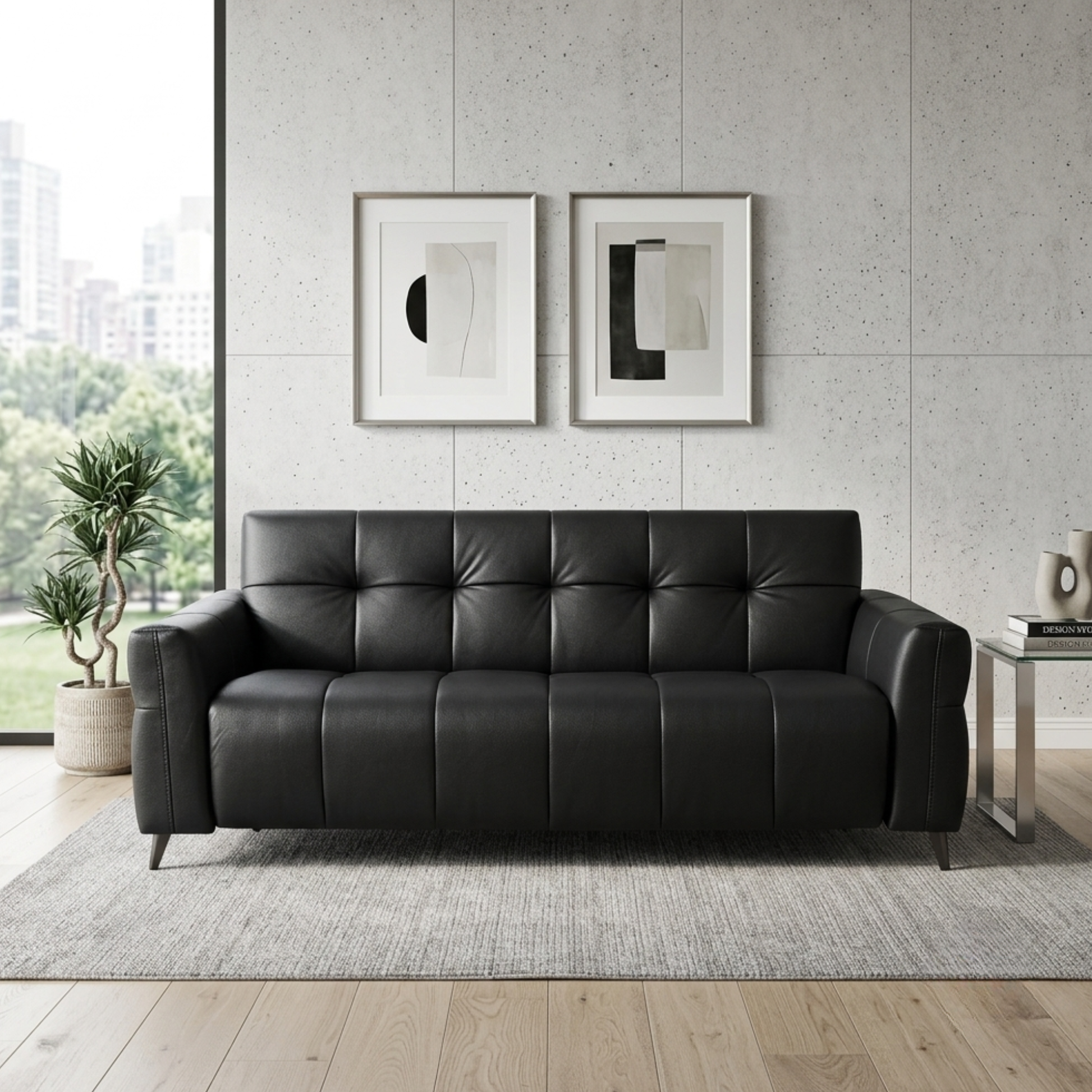 Klaussner Brantley Leather Queen Sleeper Sofa with Metal Legs-Comfort Design Furniture