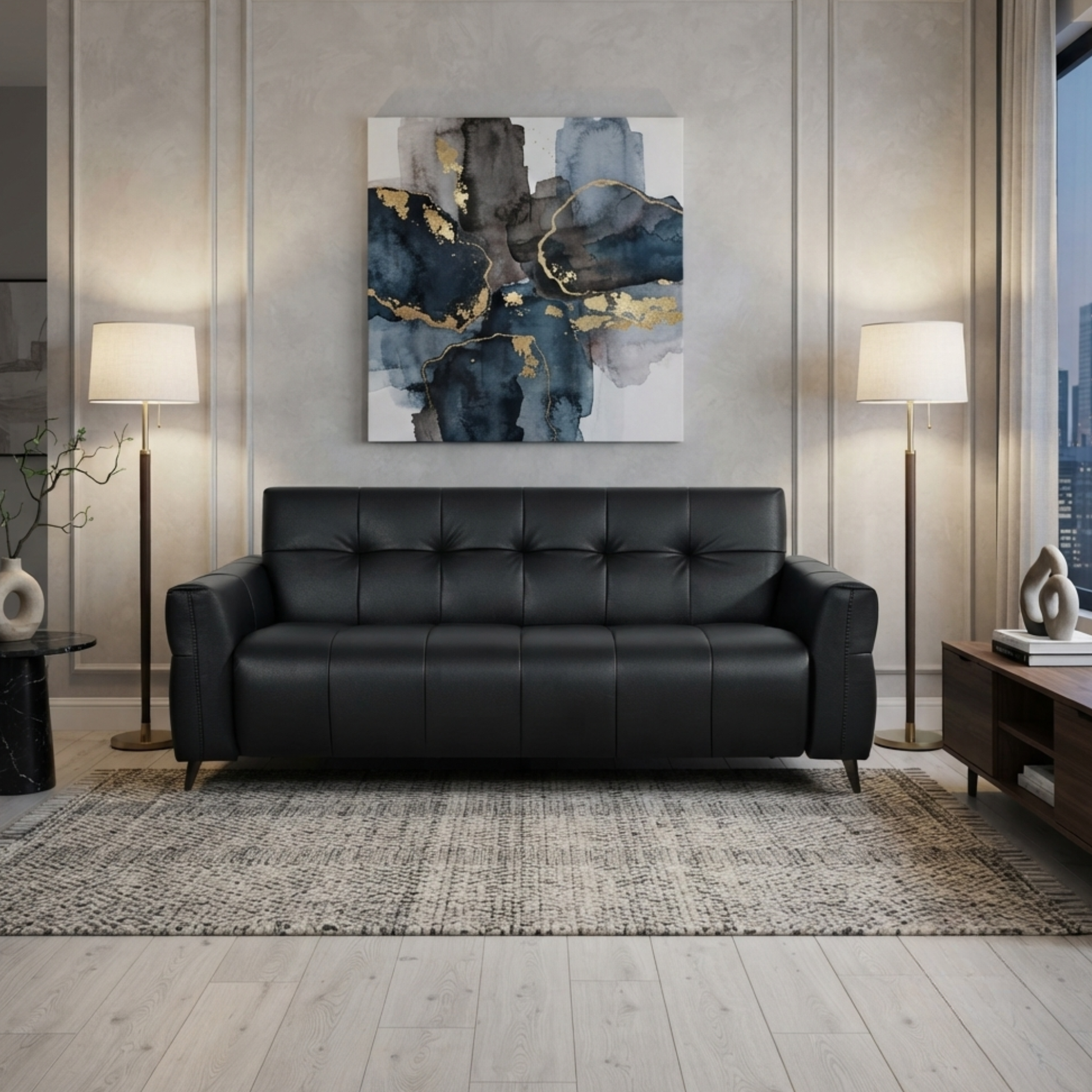 Klaussner Brantley Leather Queen Sleeper Sofa with Metal Legs-Comfort Design Furniture