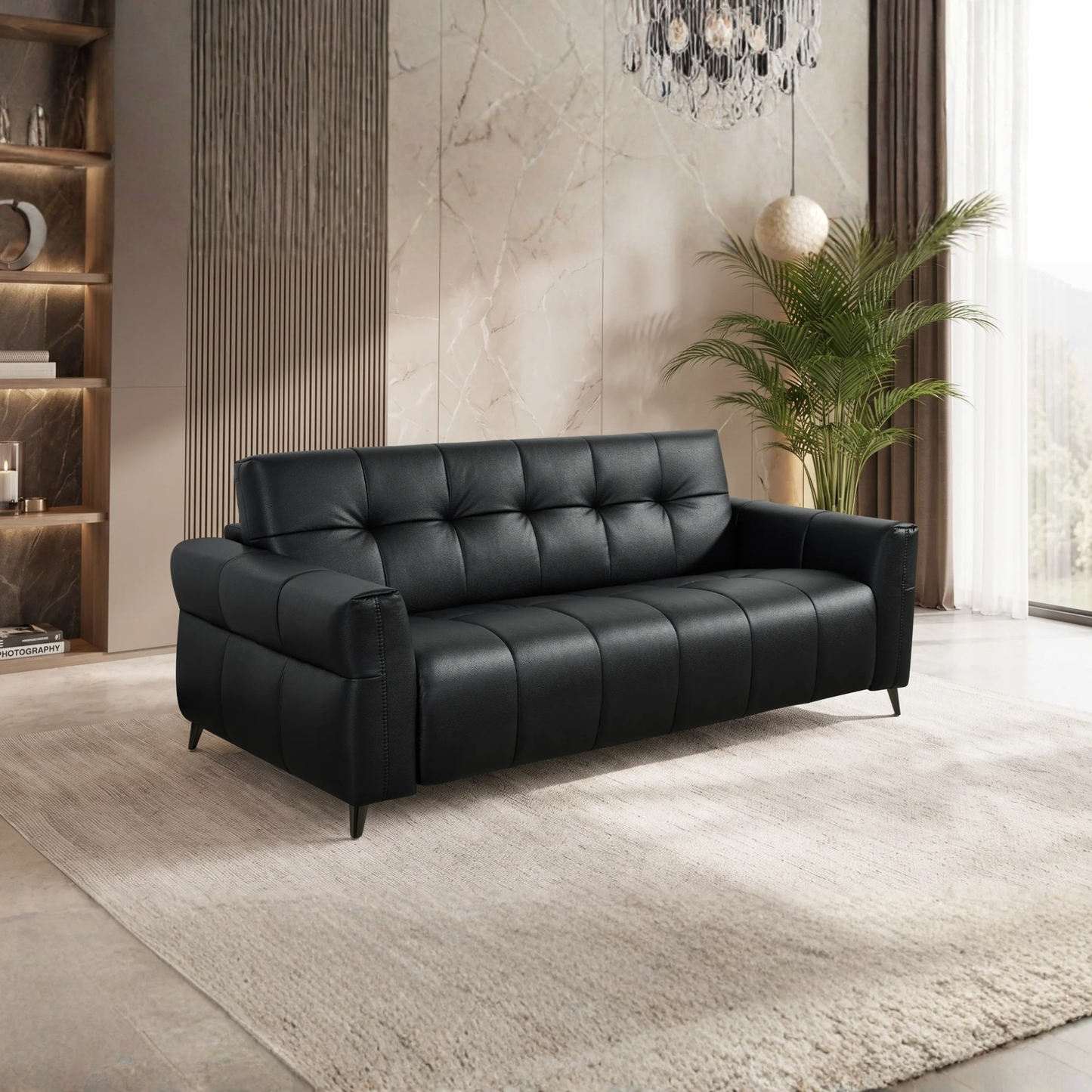 Klaussner Brantley Leather Queen Sleeper Sofa with Metal Legs-Comfort Design Furniture