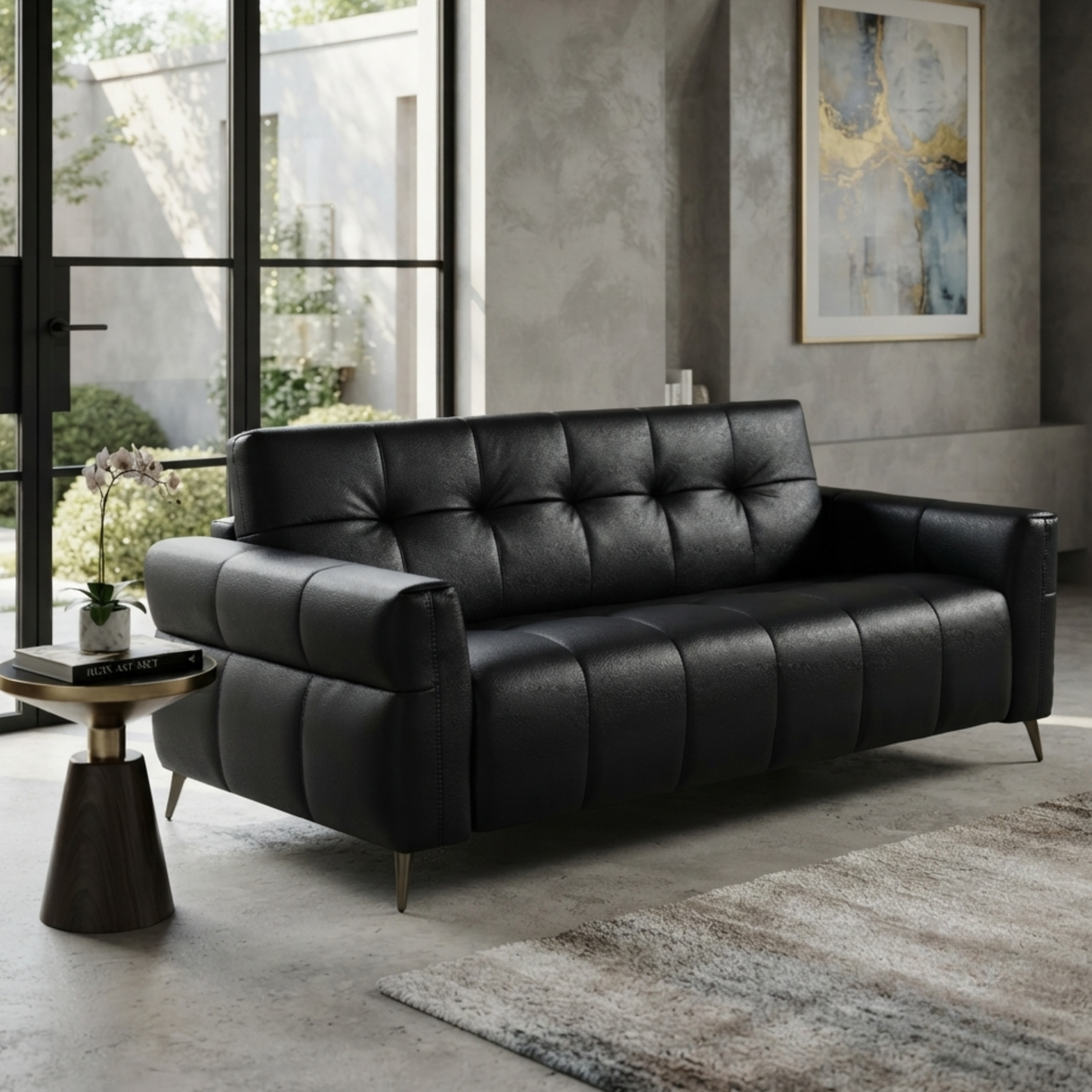 Klaussner Brantley Leather Queen Sleeper Sofa with Metal Legs-Comfort Design Furniture
