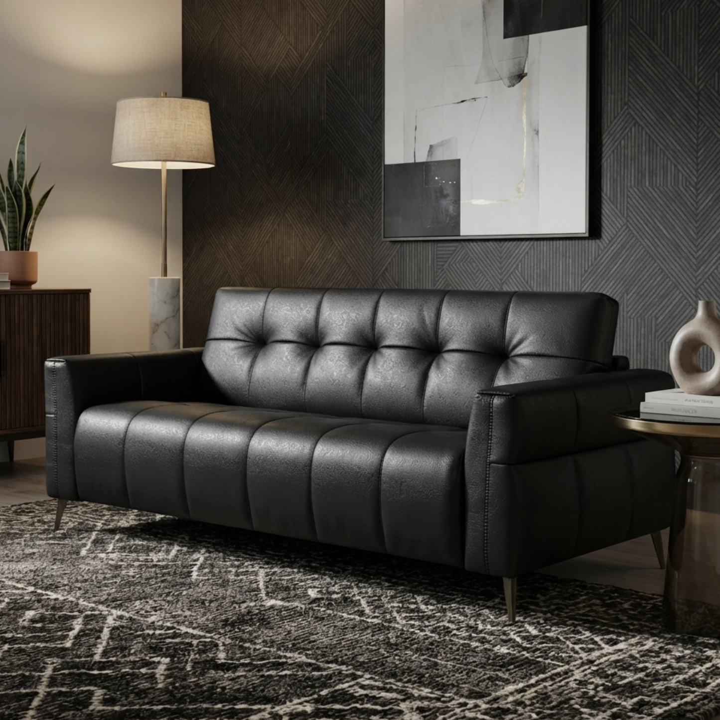 Klaussner Brantley Leather Queen Sleeper Sofa with Metal Legs-Comfort Design Furniture