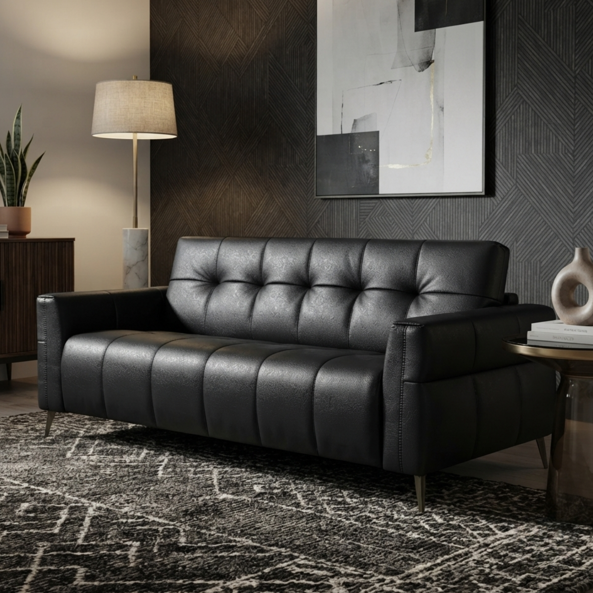 Klaussner Brantley Leather Queen Sleeper Sofa with Metal Legs-Comfort Design Furniture