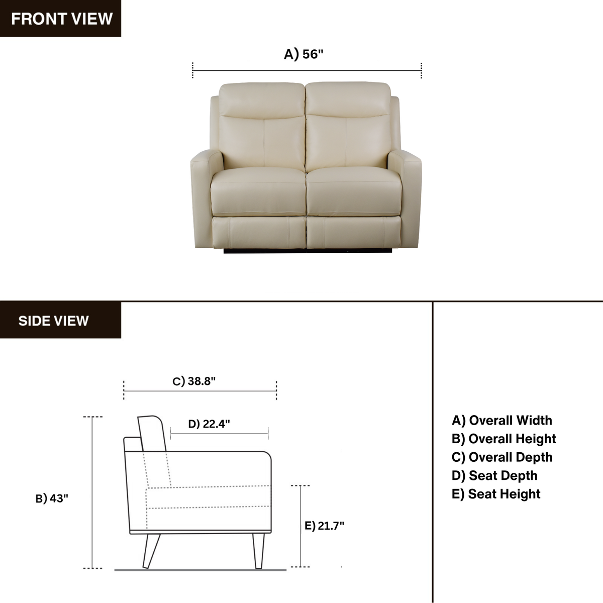 Klaussner Brento Leather Match Power Reclining Loveseat with USB Charging-Jennifer Furniture