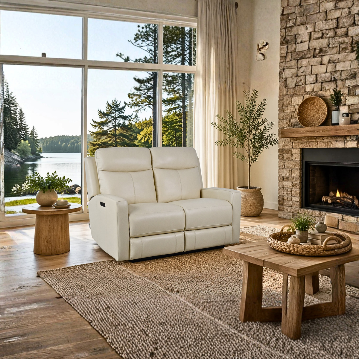 Klaussner Brento Leather Match Power Reclining Sofa with USB Charging-Comfort Design Furniture