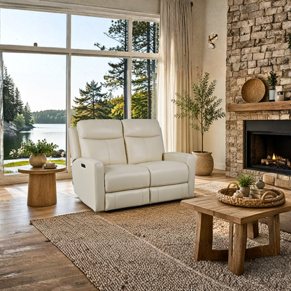 Klaussner Brento Leather Match Power Reclining Sofa with USB Charging-Comfort Design Furniture