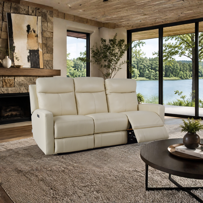 Klaussner Brento Leather Match Power Reclining Sofa with USB Charging-Comfort Design Furniture