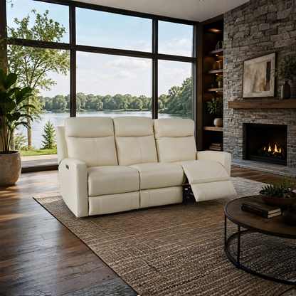 Klaussner Brento Leather Match Power Reclining Sofa with USB Charging-Comfort Design Furniture