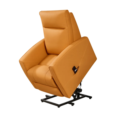 Klaussner Calessin Chestnut Orange Leather Recliner Lift Chair