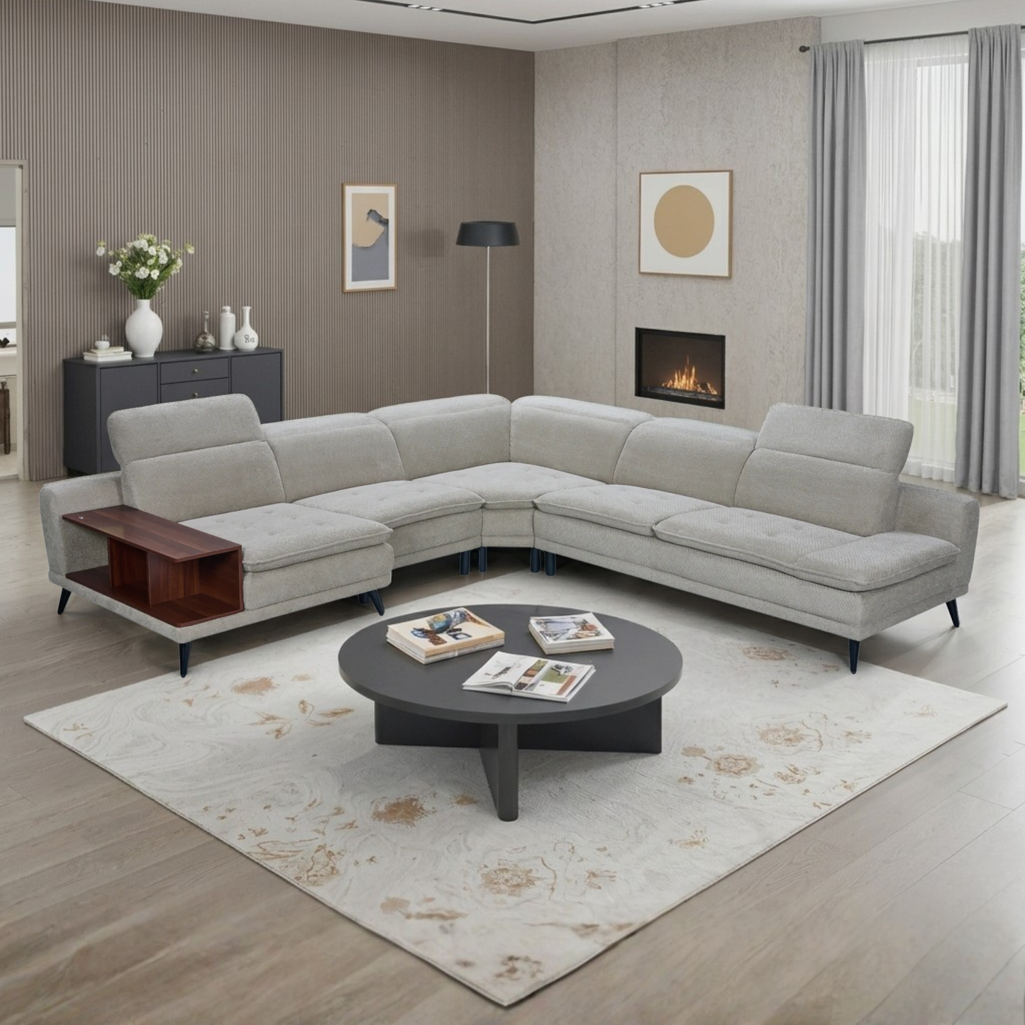 Klaussner Celeste Modular Sectional Sofa with Adjustable Headrests