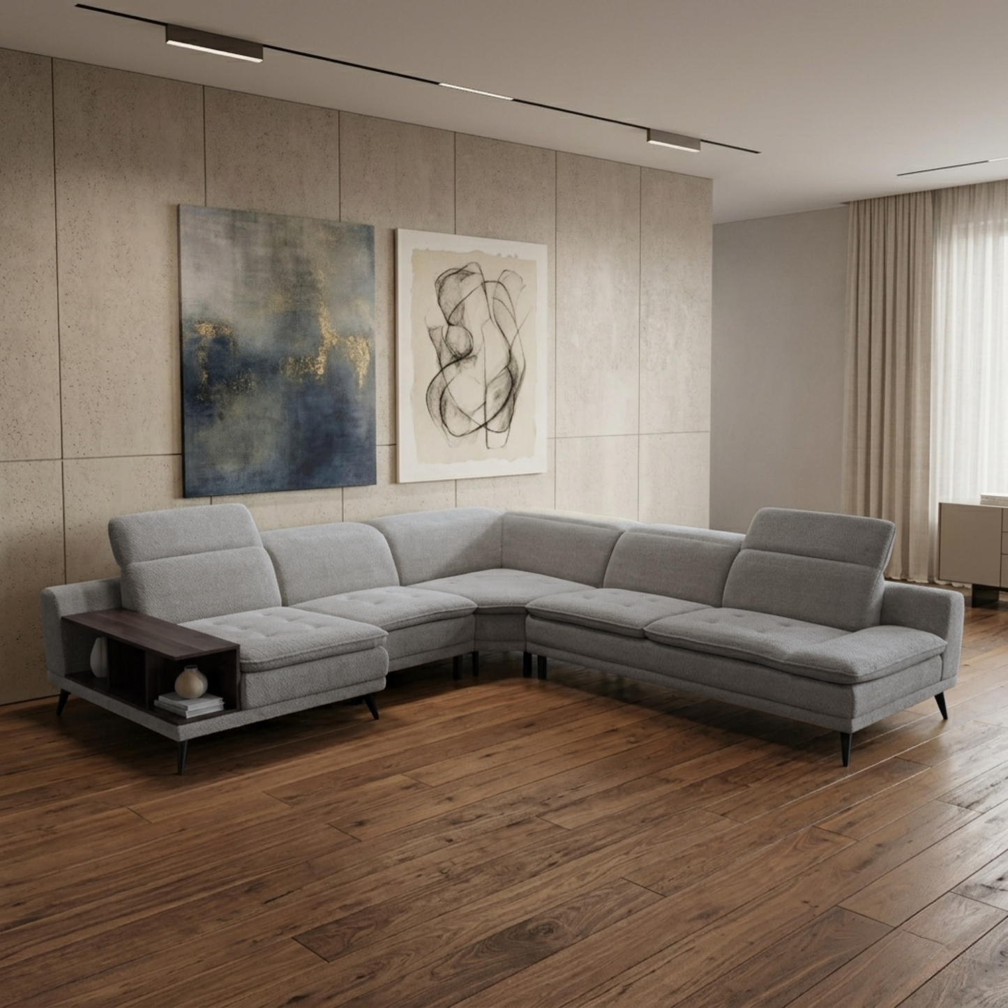 Klaussner Celeste Modular Sectional Sofa with Adjustable Headrests