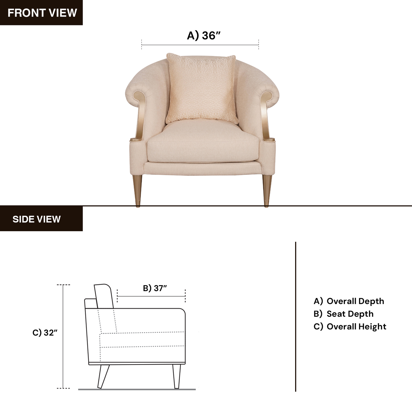 Klaussner Clarkson Armchair with Curved Rolled Arms