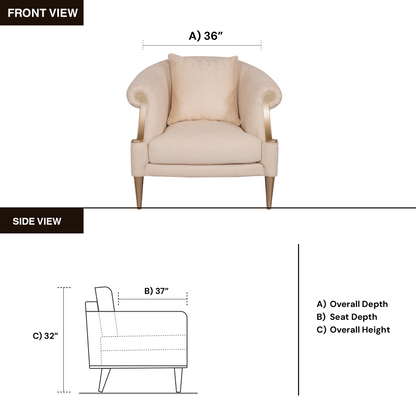 Klaussner Clarkson Armchair with Curved Rolled Arms
