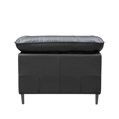 Klaussner Dolce stationary chair back view - showcasing black leather upholstery and metal frame for Comfort Design Furniture