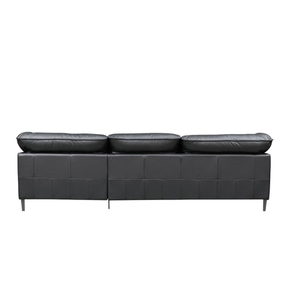 Rear view of Klaussner Dolce leather sofa highlighting durable wood and metal frame construction for Comfort Design Furniture
