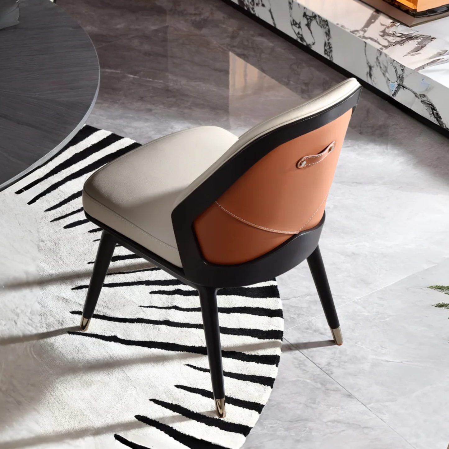 Klaussner Esclusivo Beige Leather Dining Chair