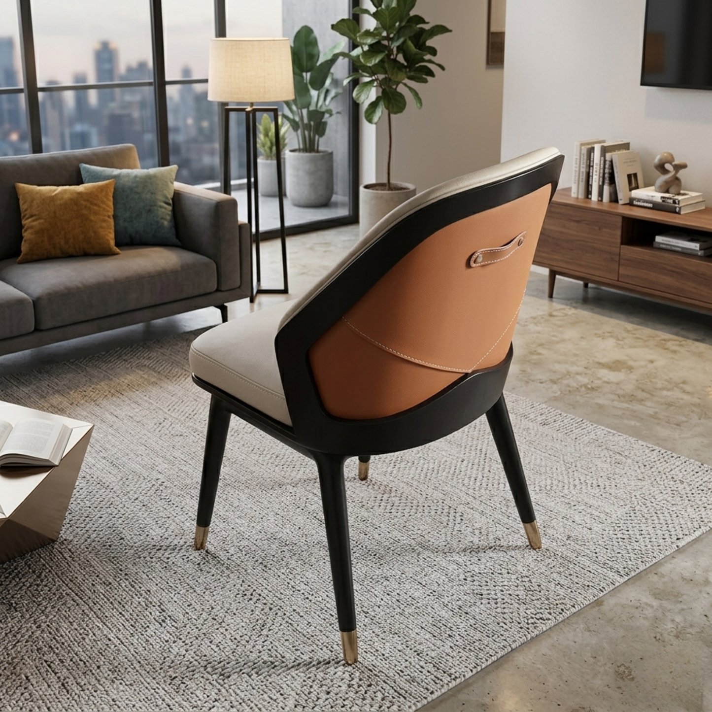 Klaussner Esclusivo Beige Leather Dining Chair