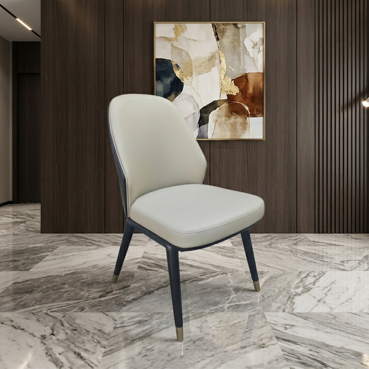 Klaussner Esclusivo Beige Leather Dining Chair