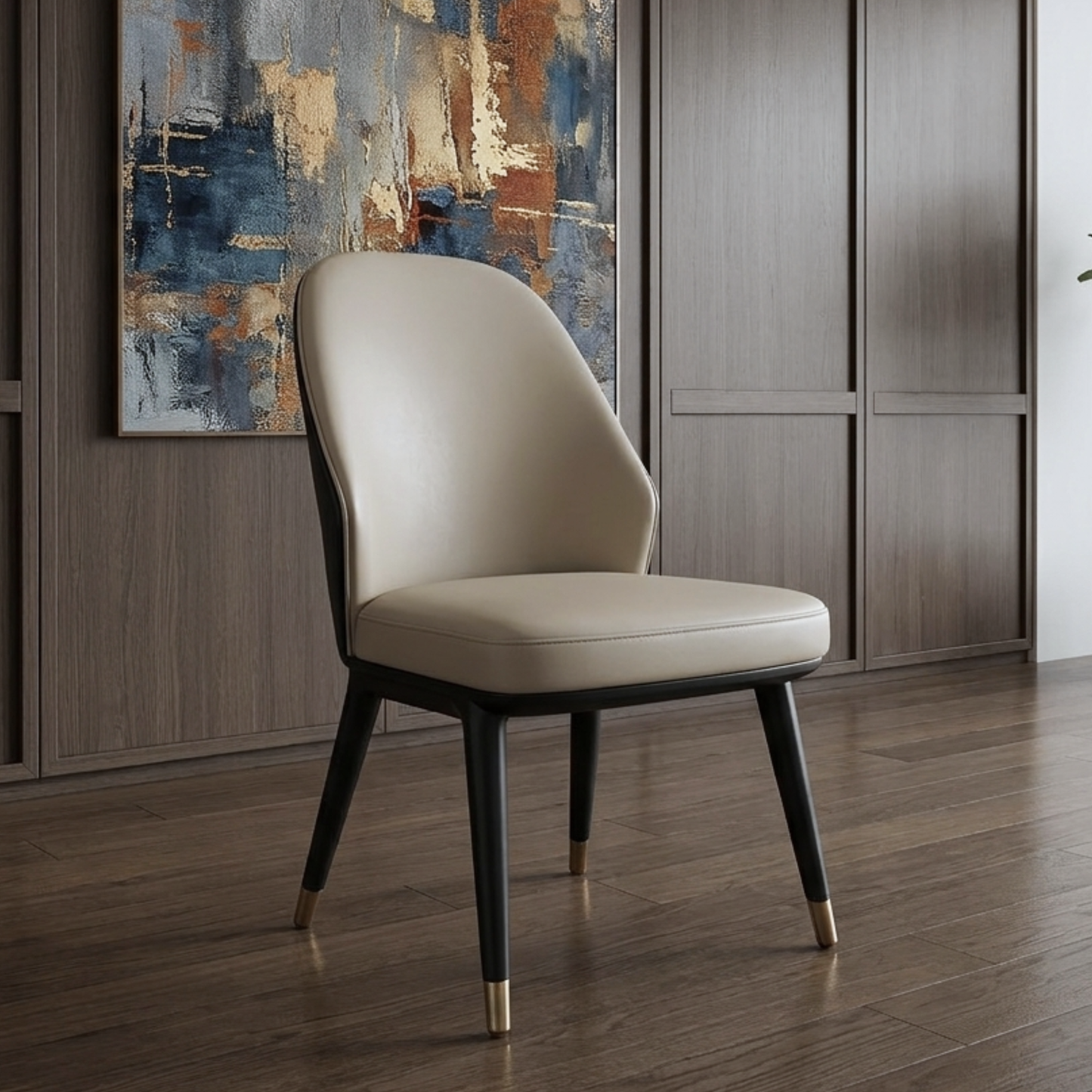 Klaussner Esclusivo Beige Leather Dining Chair