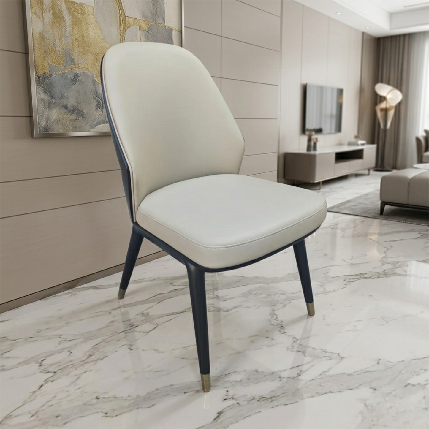 Klaussner Esclusivo Beige Leather Dining Chair