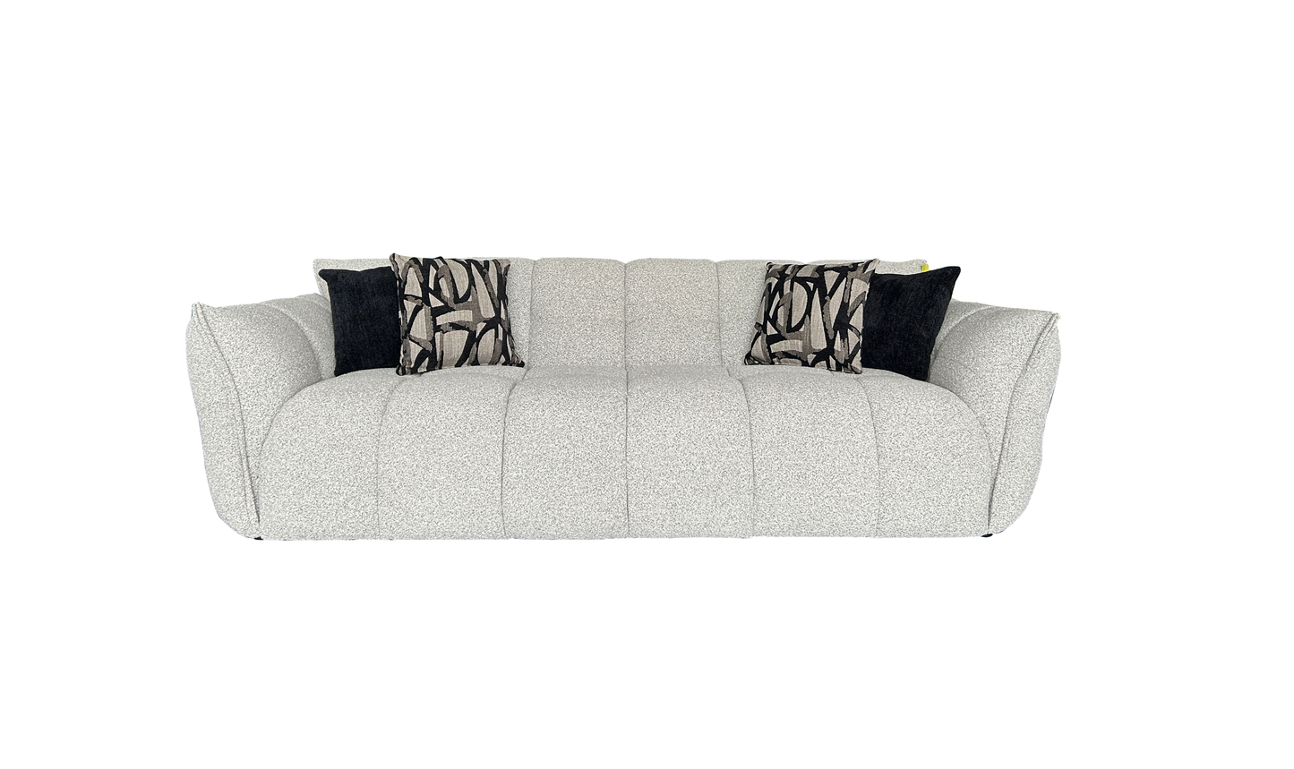 Klaussner Faviano Fabric Modern Curved Sofa with Sculpted Arms