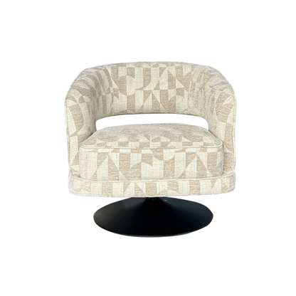 Klaussner Fallon Geometric Fabric Swivel Barrel Chair