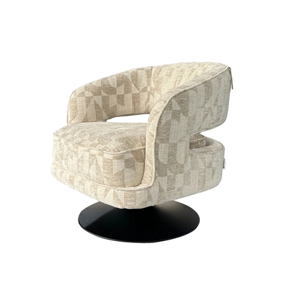 Klaussner Fallon Geometric Fabric Swivel Barrel Chair
