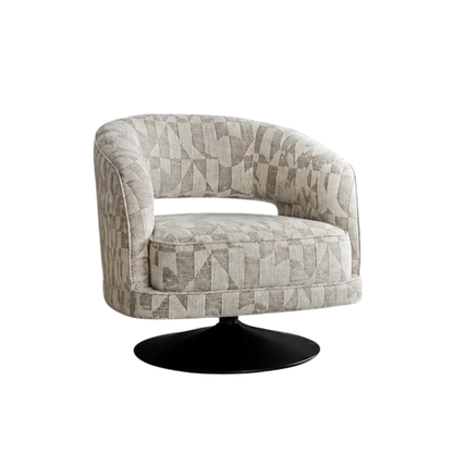 Klaussner Fallon Geometric Fabric Swivel Barrel Chair