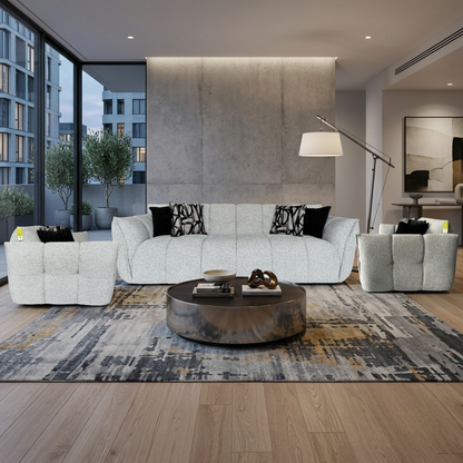 Klaussner Faviano Fabric Modern Curved Sofa with Sculpted Arms